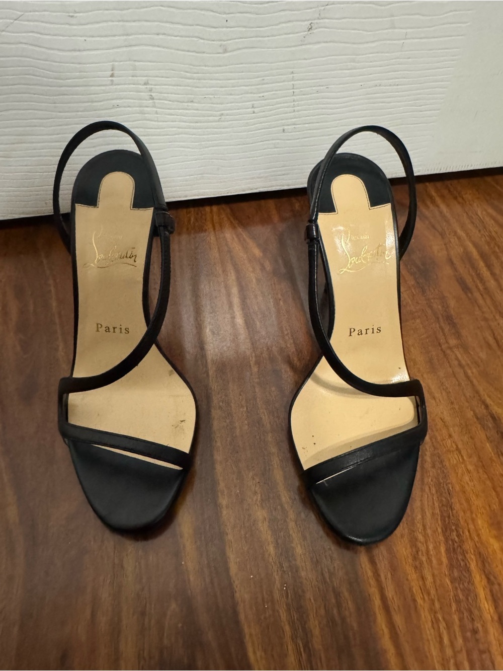 Christian Louboutin Black Strappy Slingback Heels